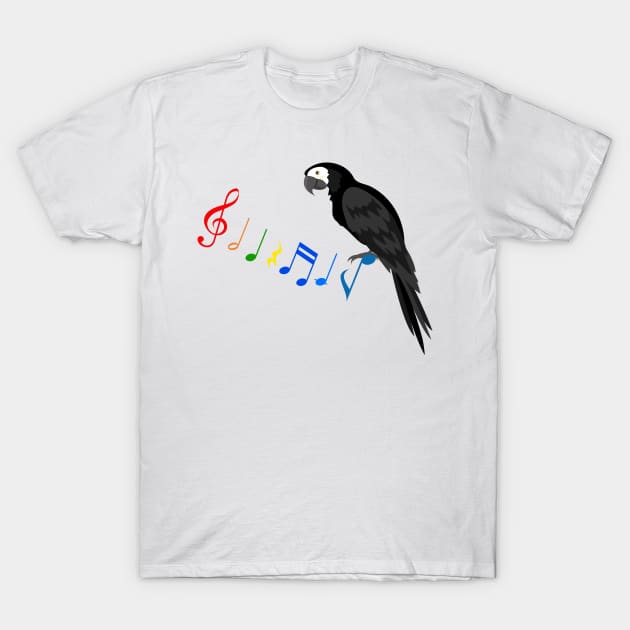 Tropical Parrot with Colorful Musical Notes T-Shirt by Syressence